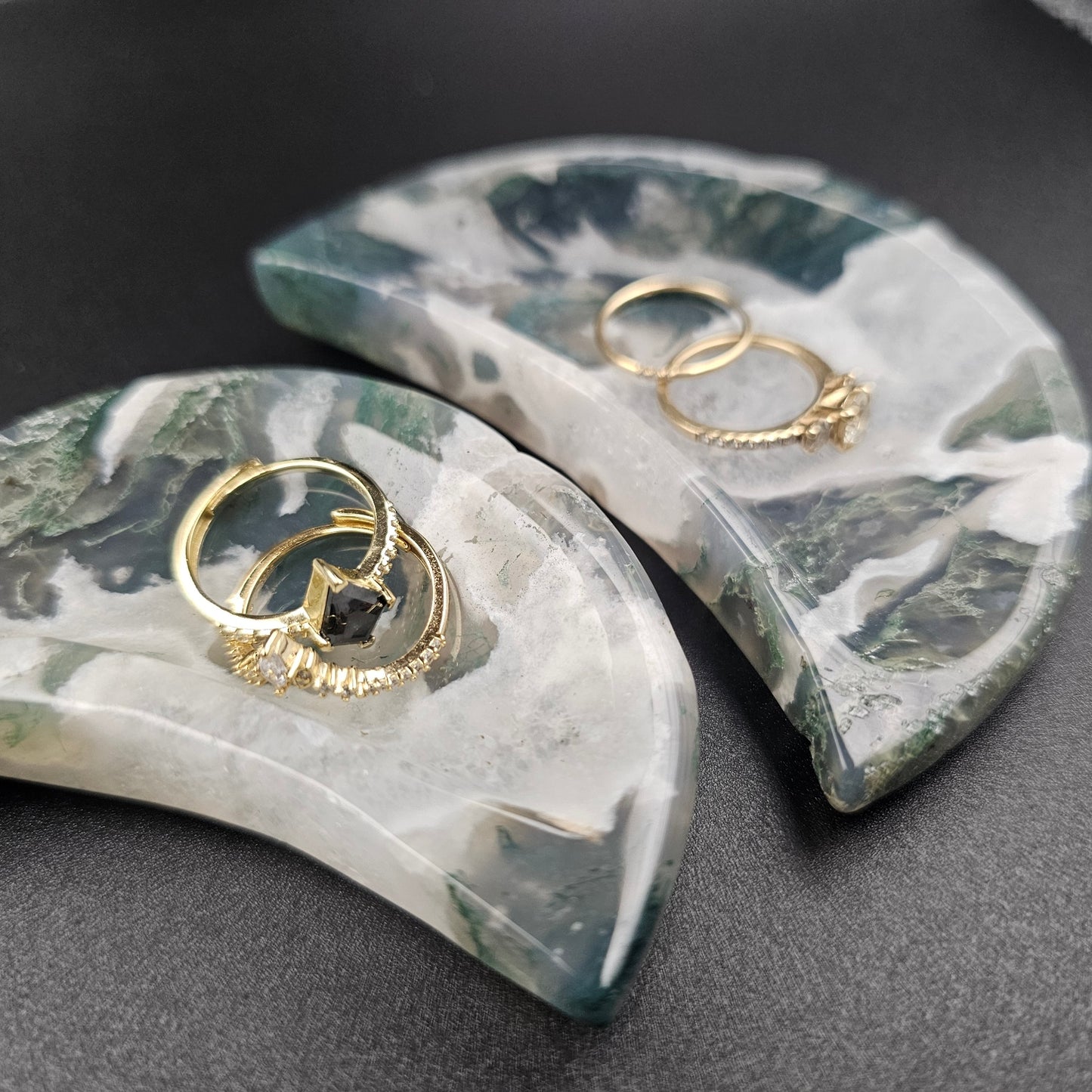 Moon Moss Agate Ring Dishes