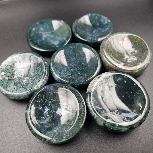Round Moss Agate Ring Dish
