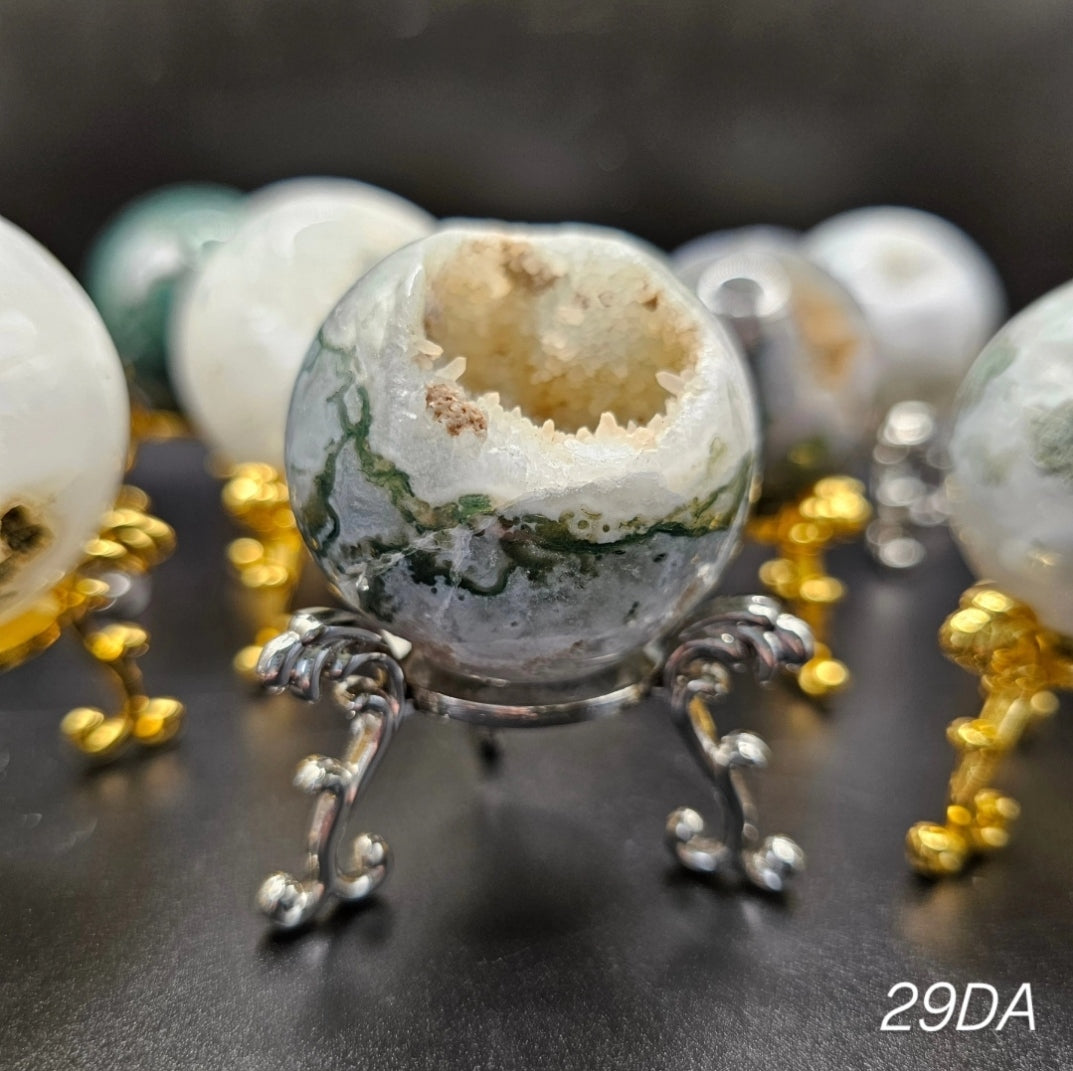 Small Moss Agate Druzy Spheres