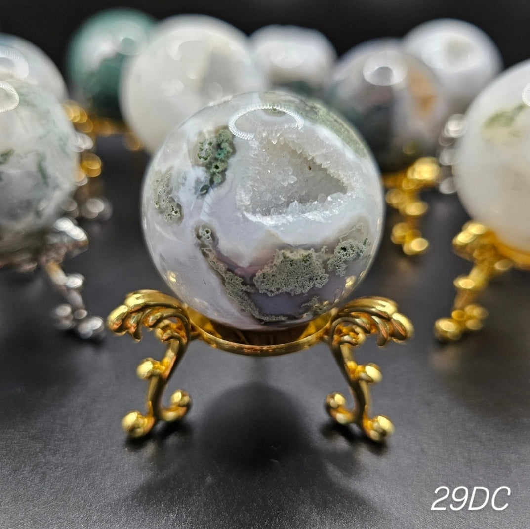 Small Moss Agate Druzy Spheres
