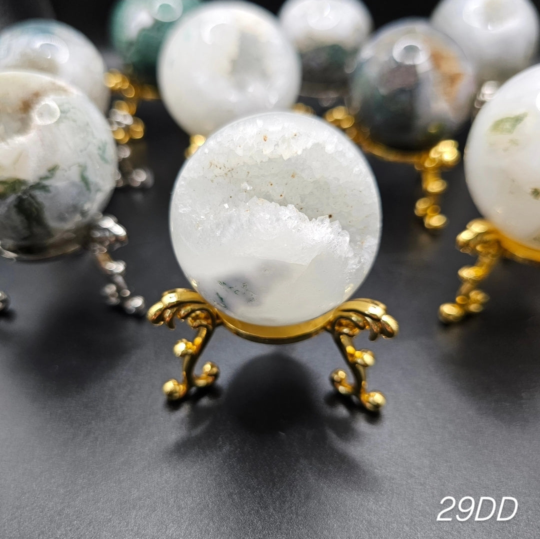 Small Moss Agate Druzy Spheres