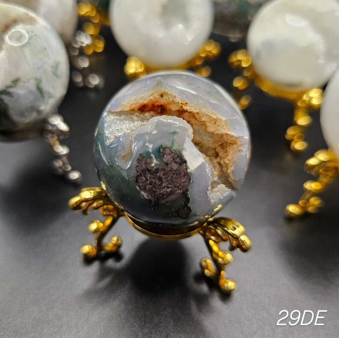 Small Moss Agate Druzy Spheres