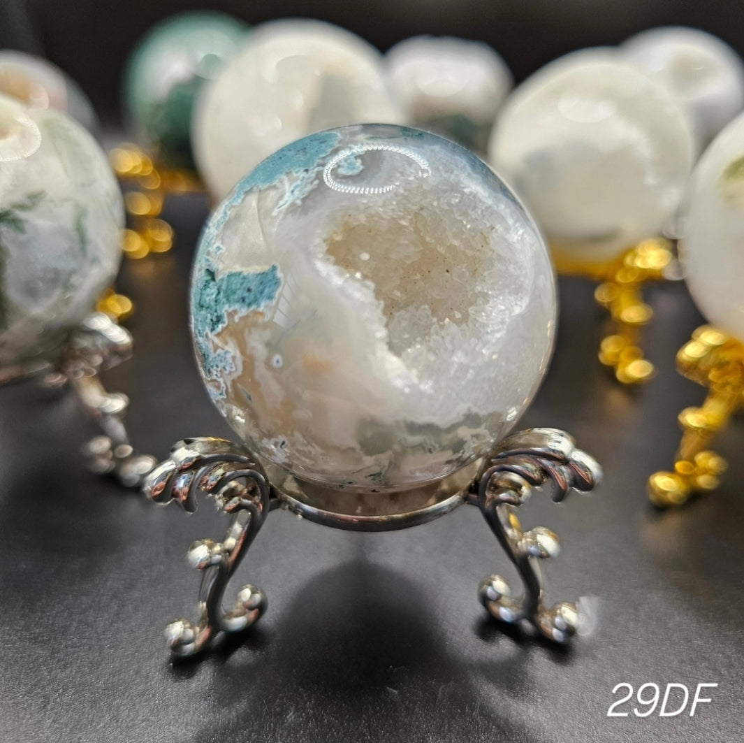Small Moss Agate Druzy Spheres