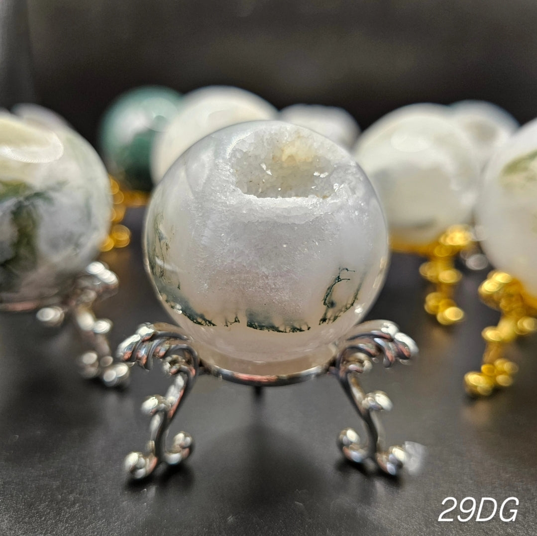 Small Moss Agate Druzy Spheres