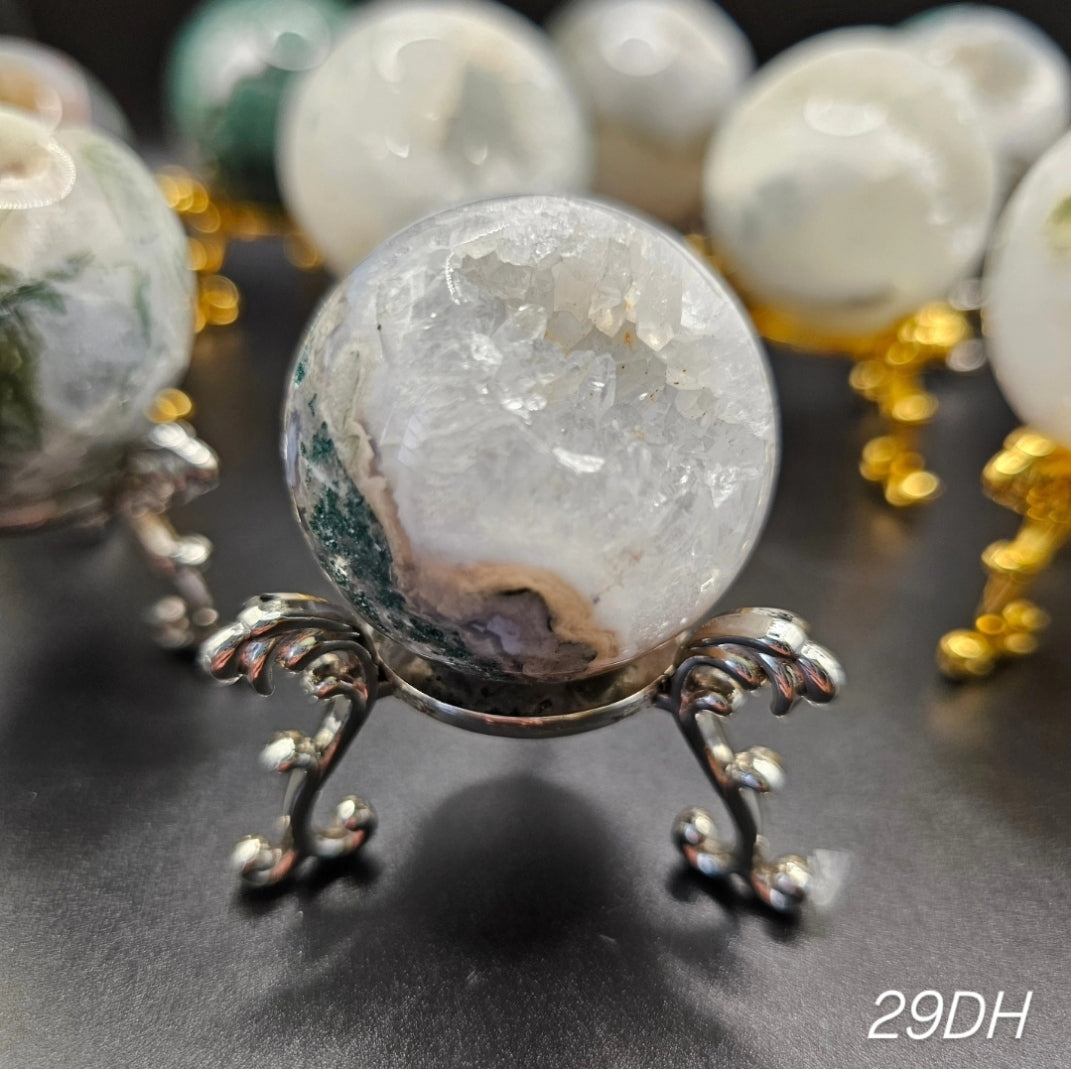 Small Moss Agate Druzy Spheres
