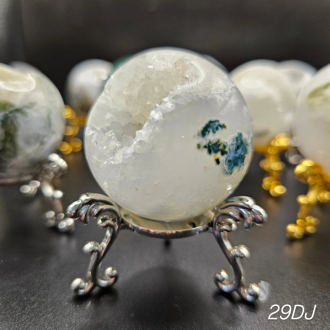 Small Moss Agate Druzy Spheres